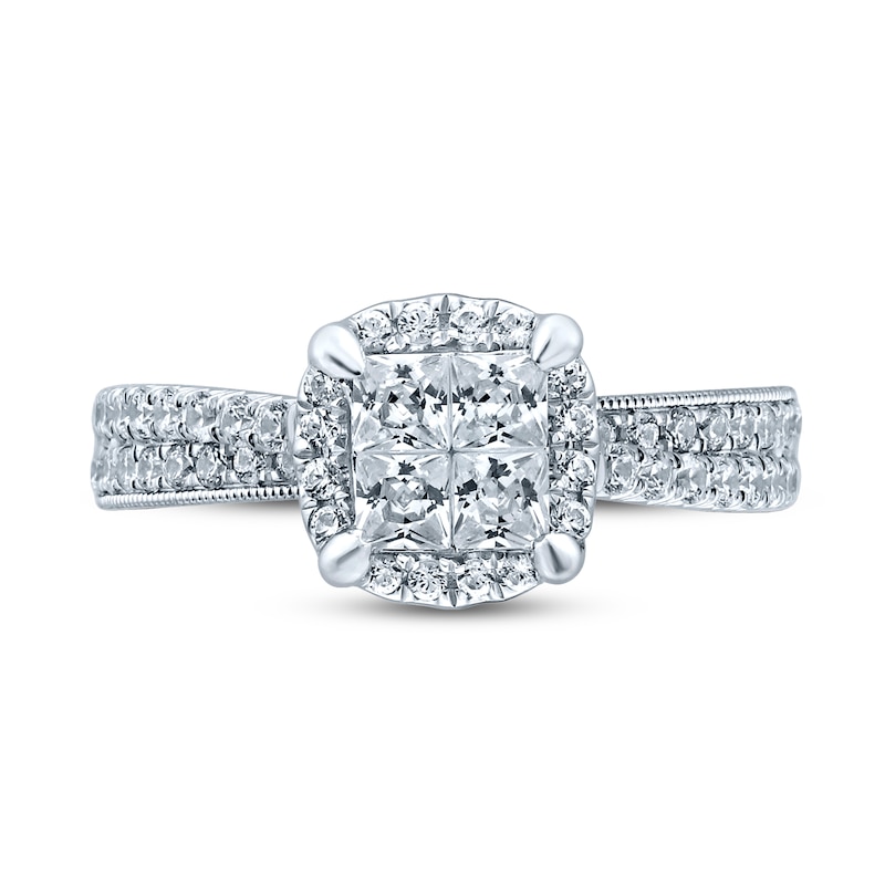 Main Image 3 of Previously Owned Diamond Engagement Ring 1 ct tw Princess & Round 14K White Gold