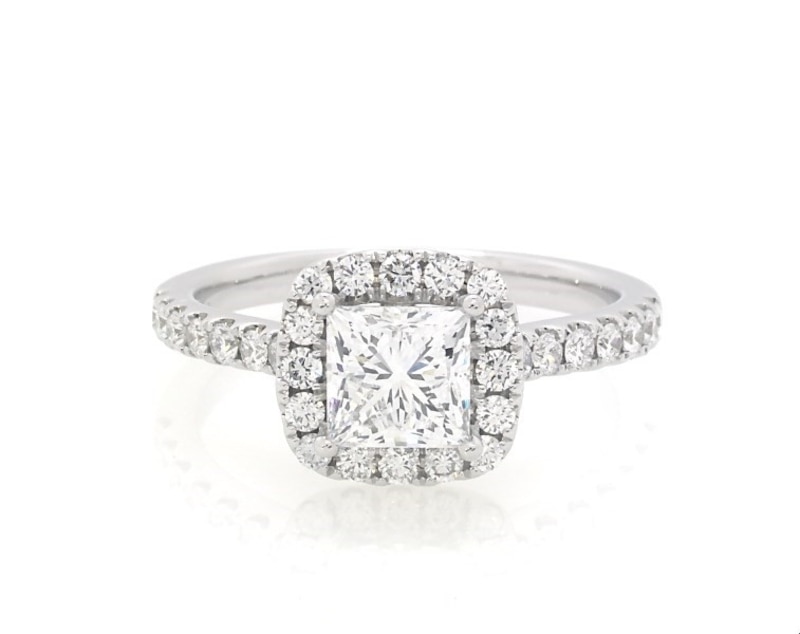 Previously Owned THE LEO Legacy Lab-Grown Diamond Princess-Cut Engagement Ring 1-3/8 ct tw 14K White Gold