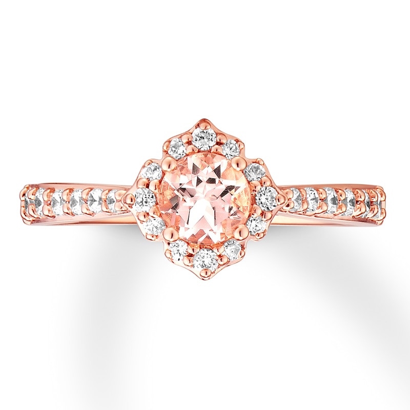 Main Image 1 of Previously Owned Morganite Engagement Ring 1/3 ct tw Diamonds 14K Rose Gold