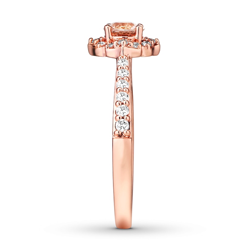 Main Image 3 of Previously Owned Morganite Engagement Ring 1/3 ct tw Diamonds 14K Rose Gold