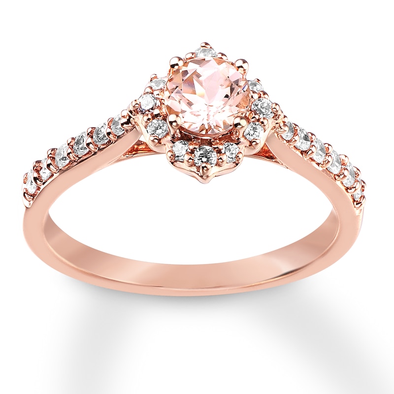 Main Image 4 of Previously Owned Morganite Engagement Ring 1/3 ct tw Diamonds 14K Rose Gold