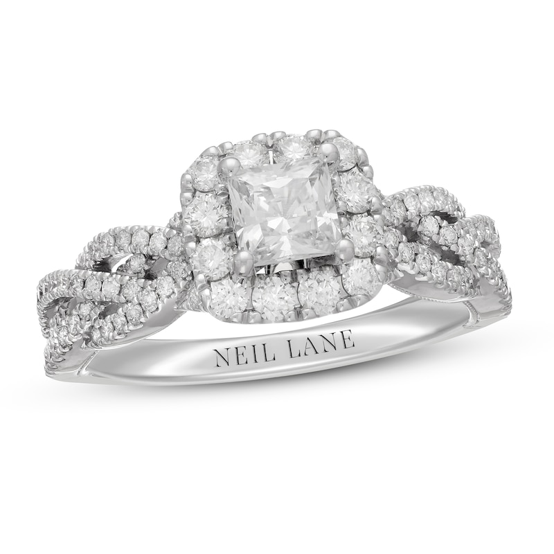 Main Image 1 of Previously Owned Neil Lane Diamond Engagement Ring 1-1/4 ct tw Princess/Round 14K White Gold