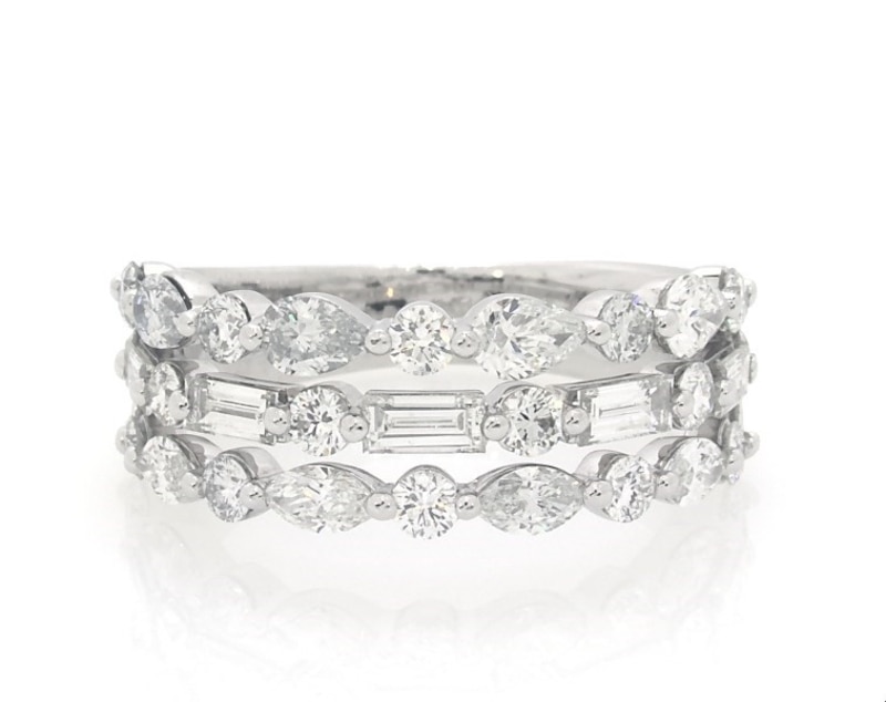 Main Image 1 of Previously Owned Neil Lane Premiere Diamond Anniversary Ring 2 ct tw Round, Pear & Baguette 14K White Gold