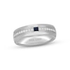 Thumbnail Image 1 of Previously Owned Neil Lane Men's Blue Sapphire & White Diamond Wedding Band 1/5 ct tw 14K White Gold