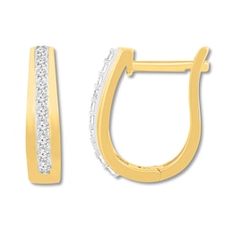 Previously Owned Diamond Hoop Earrings 1/4 ct tw Round-cut 10K Yellow Gold