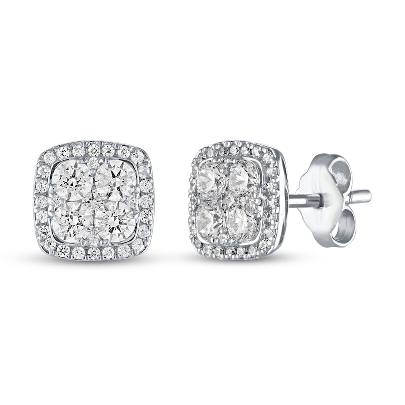 Previously Owned Diamond Stud Earrings 1 ct tw Round-cut 10K White Gold