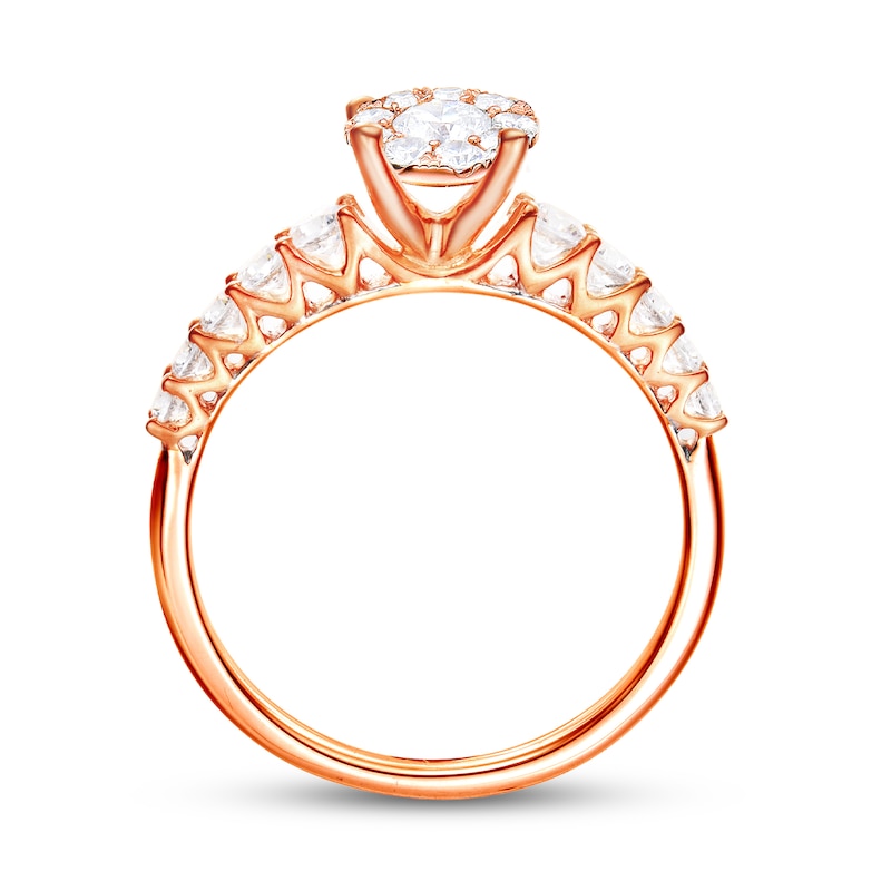 Main Image 3 of Previously Owned Multi-Diamond Engagement Ring 5/8 ct tw Round-cut 14K Rose Gold