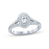 Thumbnail Image 1 of Previously Owned Monique Lhuillier Bliss Diamond Engagement Ring 3/4 ct tw Oval, Baguette & Round-cut 18K White Gold