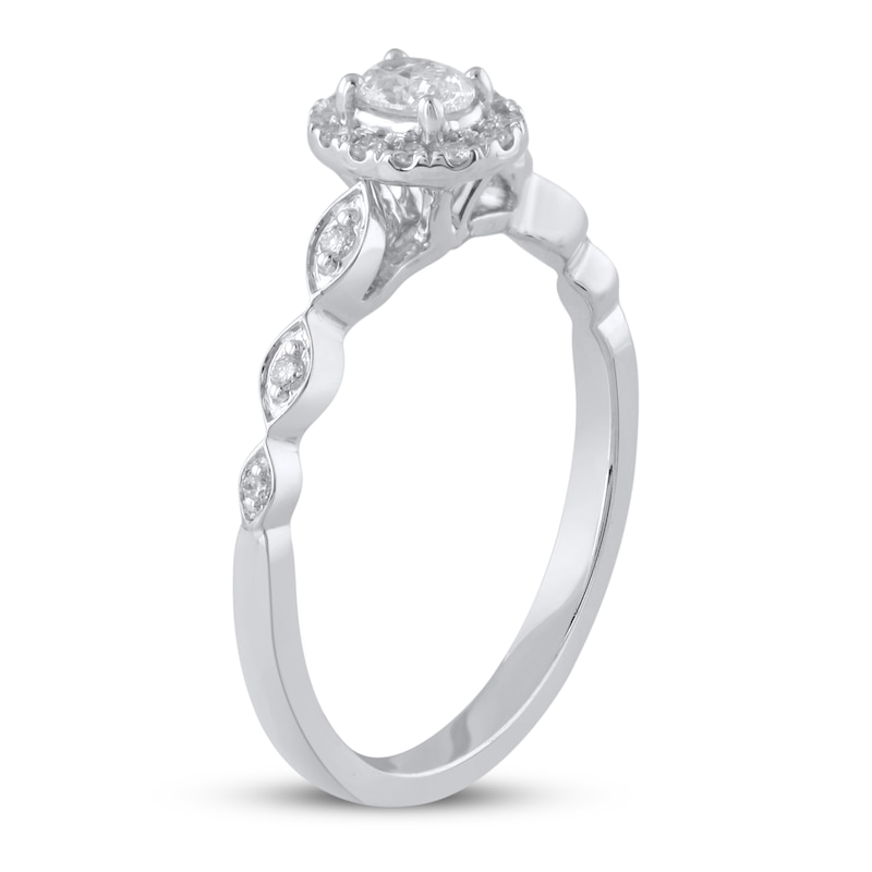 Main Image 2 of Previously Owned Diamond Engagement Ring 1/3 ct tw Oval & Round 10K White Gold