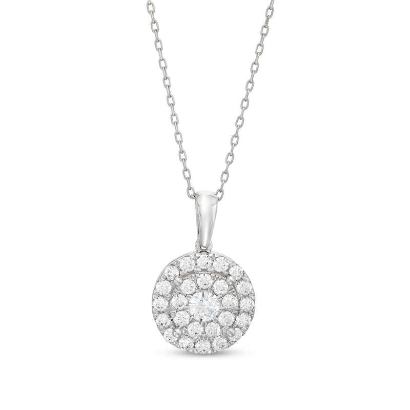 Main Image 1 of Previously Owned Multi-Diamond Necklace 1 ct tw Round-Cut 10K White Gold 18&quot;