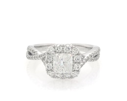 Previously Owned THE LEO First Light Diamond Princess-Cut Engagement Ring 1-1/8 ct tw 14K White Gold