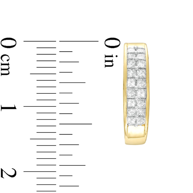 Main Image 2 of Previously Owned Diamond Hoop Earrings 1/2 ct tw Princess-Cut 10K Yellow Gold