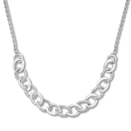 Previously Owned Diamond Link Bolo Necklace 1/10 ct tw Round-cut Sterling Silver 26&quot;