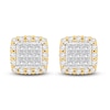 Thumbnail Image 2 of Previously Owned Diamond Cushion Stud Earrings 2 ct tw Princess & Round-cut 10K Two-Tone Gold