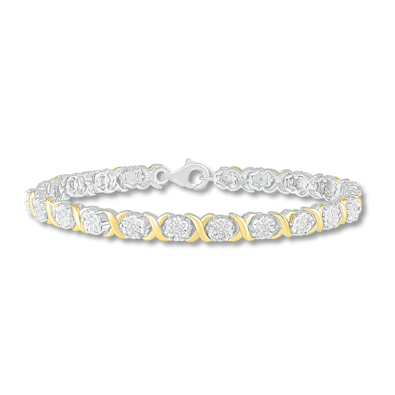 Main Image 1 of Previously Owned Diamond Bracelet 1/2 ct tw Round-cut Sterling Silver & 10K Yellow Gold 7.5&quot;