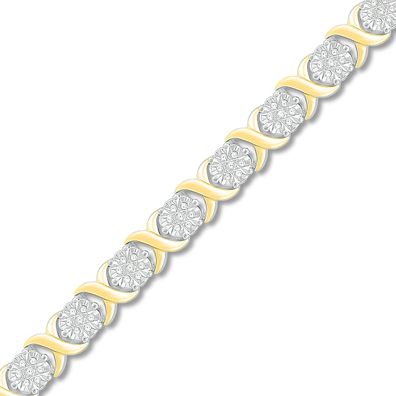 Main Image 2 of Previously Owned Diamond Bracelet 1/2 ct tw Round-cut Sterling Silver & 10K Yellow Gold 7.5&quot;