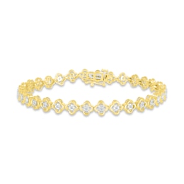 Previously Owned Diamond Flower Line Bracelet 1/3 ct tw Round-cut 10K Yellow Gold 7&quot;