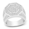 Thumbnail Image 1 of Previously Owned Men's Octogonal Diamond Ring 3 ct tw Round-cut 10K White Gold