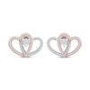 Thumbnail Image 1 of Previously Owned Diamond Heart Stud Earrings 1/5 ct tw Round-Cut 10K Two-Tone