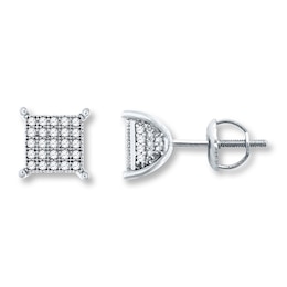 Previously Owned Men's Diamond Stud Earrings 1/4 ct tw Round-cut 10K White Gold