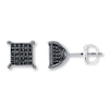 Thumbnail Image 1 of Previously Owned Men's Black Diamond Earrings 1/4 ct tw Round-cut 10K White Gold