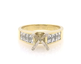 Previously Owned Diamond Two-Row Engagement Ring Setting 1-1/10 ct tw 18K Yellow Gold Size 7