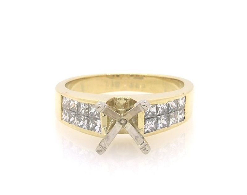 Main Image 1 of Previously Owned Diamond Two-Row Engagement Ring Setting 1-1/10 ct tw 18K Yellow Gold Size 7