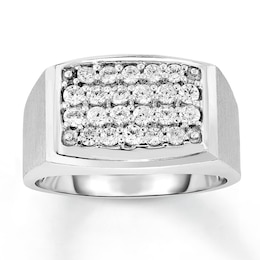 Previously Owned Men's Diamond Ring 1 ct tw Round-cut 10K White Gold