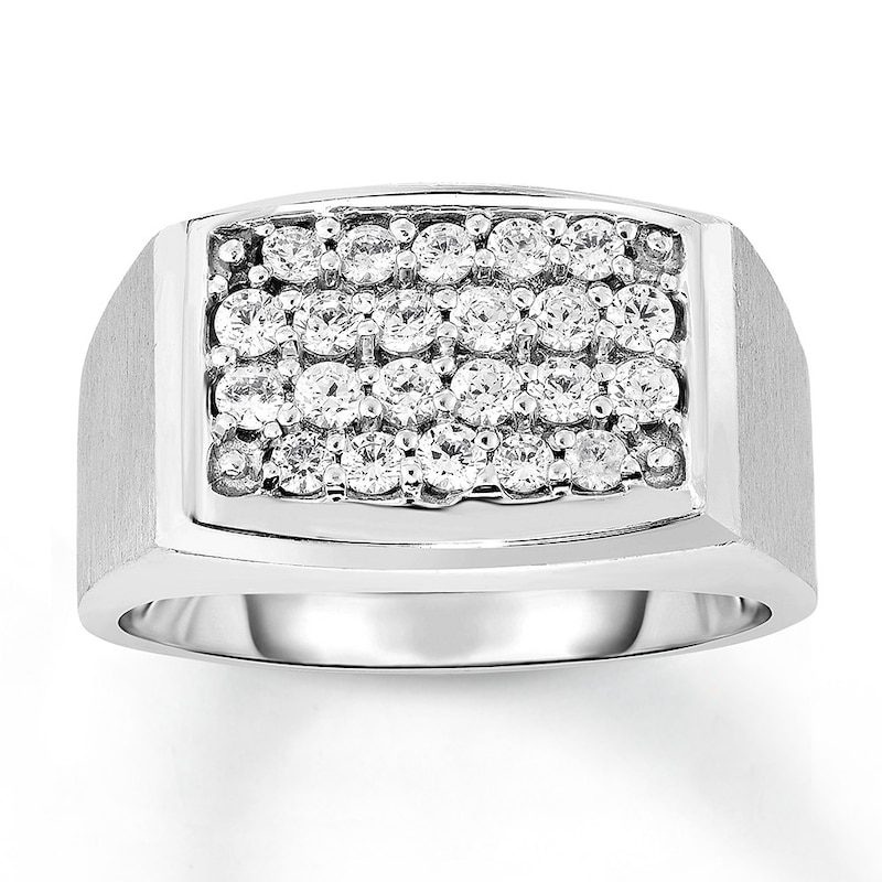 Main Image 1 of Previously Owned Men's Diamond Ring 1 ct tw Round-cut 10K White Gold