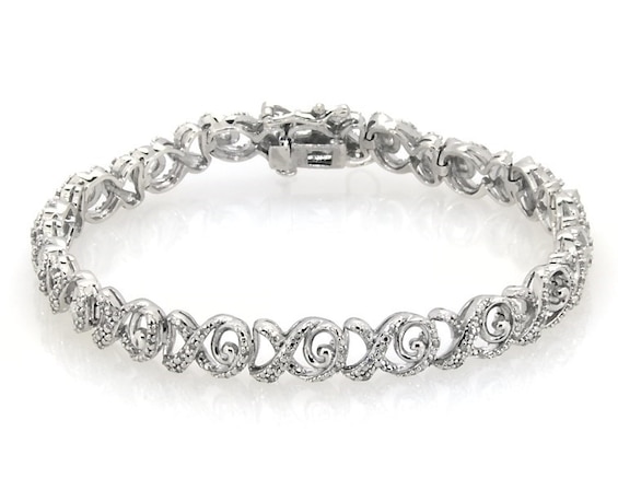 Previously Owned Diamond XO Link Bracelet 1/2 ct tw Sterling Silver 7"