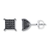 Thumbnail Image 1 of Previously Owned Men's Black Diamond Stud Earrings 1/4 ct tw Round-cut 10K White Gold