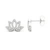 Thumbnail Image 2 of Previously Owned By Women For Women Diamond Lotus Earrings 1/4 ct tw Round-cut 10K White Gold