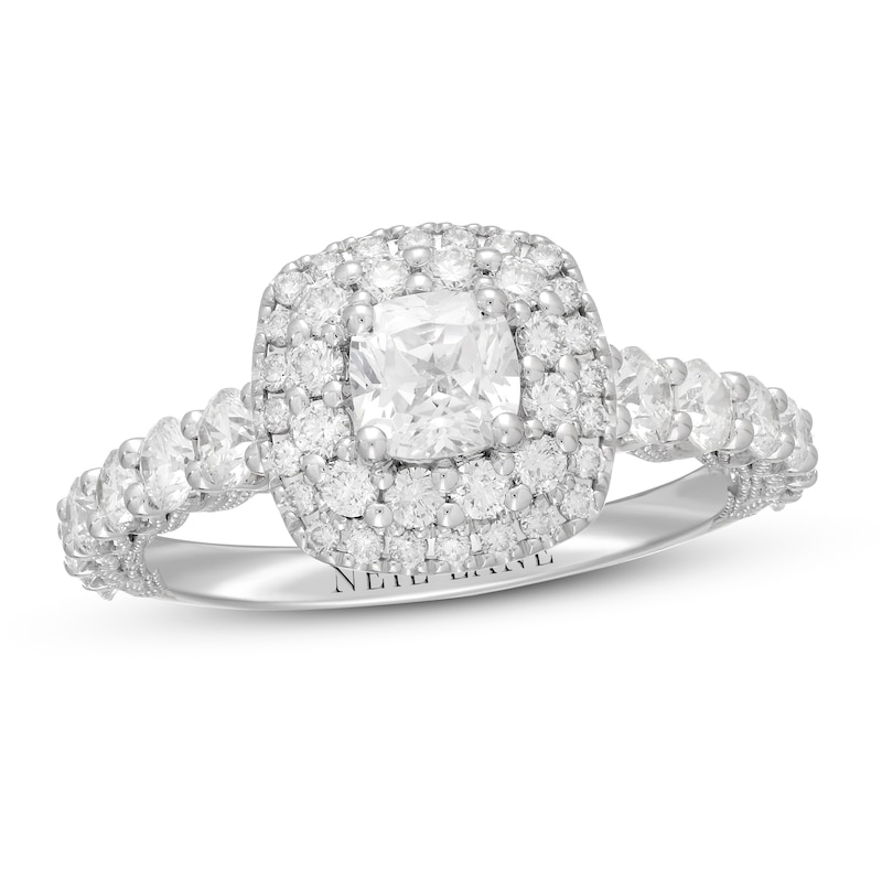 Main Image 1 of Previously Owned Neil Lane Diamond Engagement Ring 1-1/2 ct tw Cushion/Round 14K White Gold