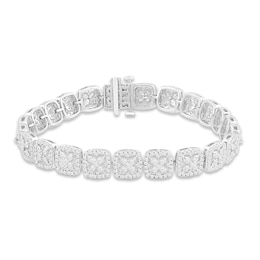 Previously Owned Diamond Cushion Link Flower Bracelet 3 ct tw 10K White Gold 7.25&quot;