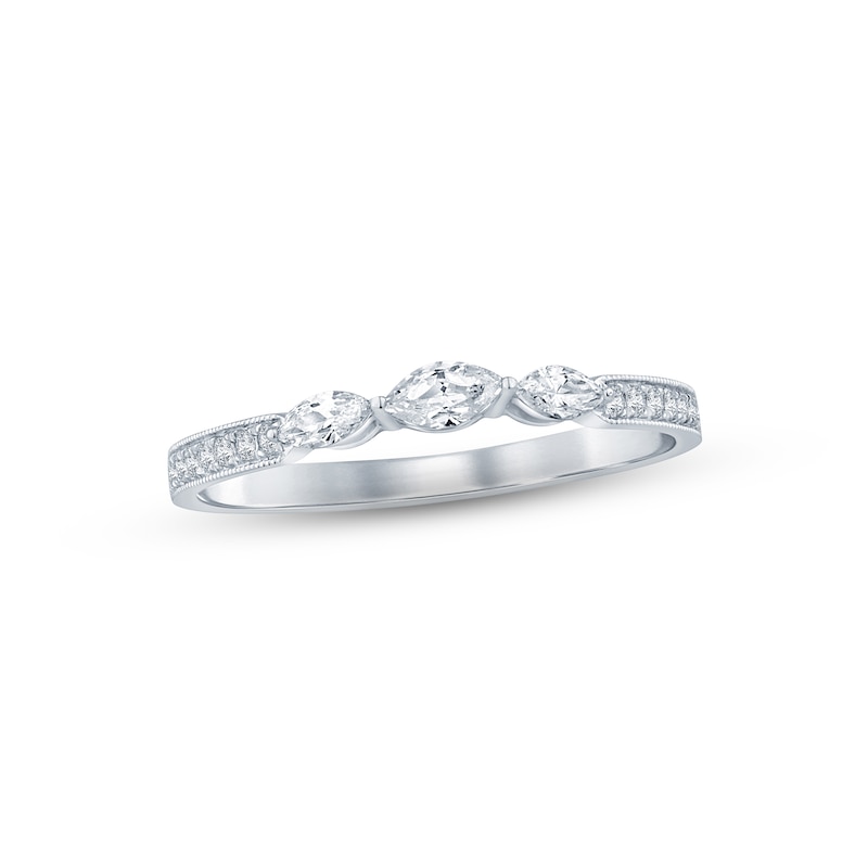 Main Image 1 of Previously Owned Diamond Anniversary Band 1/4 ct tw Marquise & Round-cut 10K White Gold