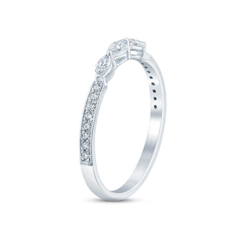 Main Image 2 of Previously Owned Diamond Anniversary Band 1/4 ct tw Marquise & Round-cut 10K White Gold