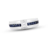 Thumbnail Image 1 of Previously Owned Men's Diamond & Sapphire Wedding Band 1/5 ct tw Square-cut 10K White Gold