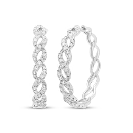 Previously Owned Diamond Twist Hoop Earrings 2 ct tw 10K White Gold