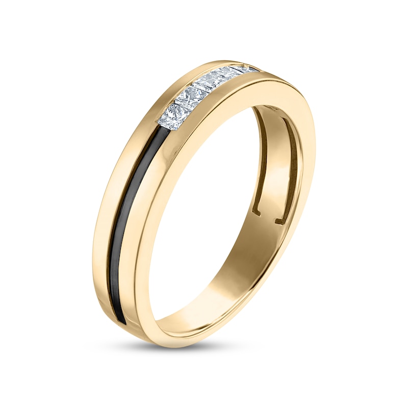 Main Image 2 of Previously Owned Men's Diamond Wedding Band 1/3 ct tw Square-cut 10K Yellow Gold