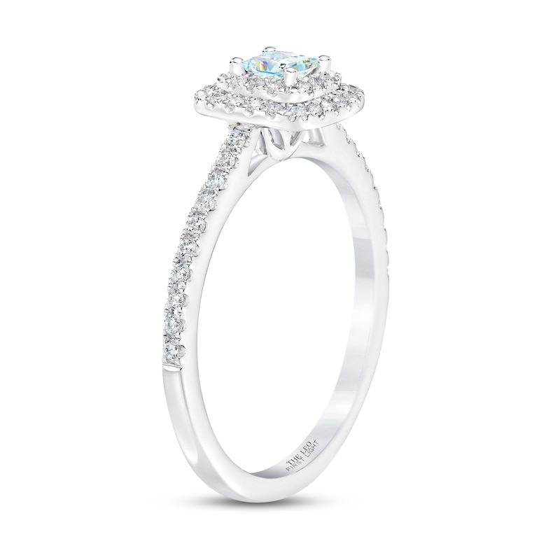 Main Image 2 of Previously Owned THE LEO First Light Diamond Engagement Ring 1/2 ct tw Princess/Round 14K White Gold