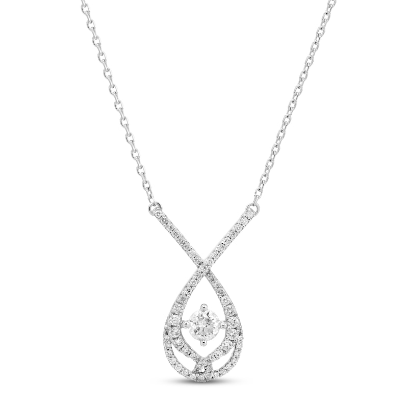 Previously Owned Love Entwined Diamond Necklace 1/5 ct tw Round-cut Sterling Silver 18"