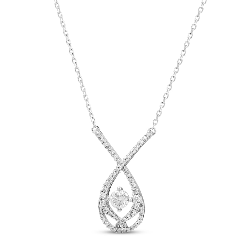 Previously Owned Love Entwined Diamond Necklace 1/5 ct tw Round-cut Sterling Silver 18"