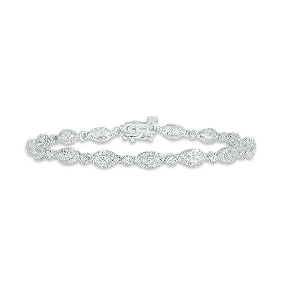 Previously Owned Diamond Marquise Line Bracelet 1/2 ct tw Round-cut 10K White Gold 7.25"