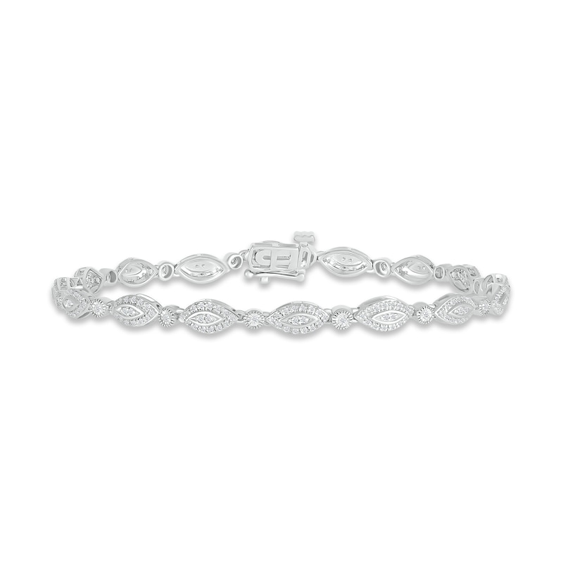 Previously Owned Diamond Marquise Line Bracelet 1/2 ct tw Round-cut 10K White Gold 7.25"