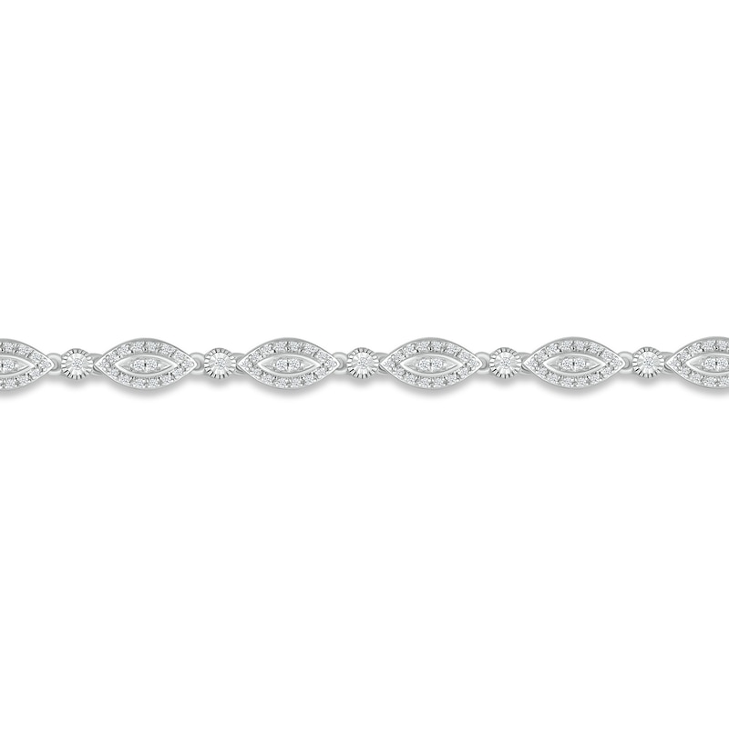 Previously Owned Diamond Marquise Line Bracelet 1/2 ct tw Round-cut 10K White Gold 7.25"