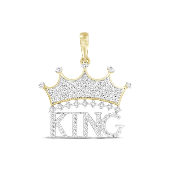 Previously Owned Men's Diamond "King" Crown Charm 1/3 ct tw Round-cut 10K Yellow Gold