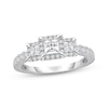 Thumbnail Image 1 of Previously Owned Diamond Three-Stone Engagement Ring 1 ct tw Princess & Round-cut 10K White Gold