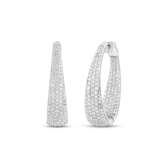 Previously Owned Diamond Inside-Out Tapered Hoop Earrings 3 ct tw 10K White Gold