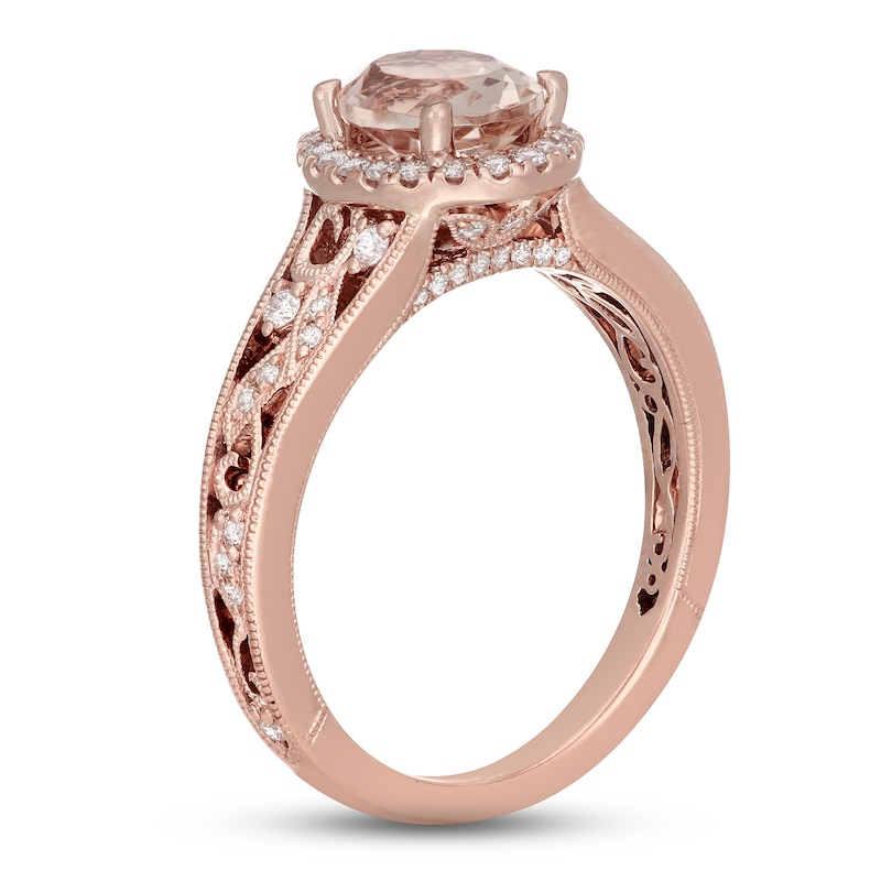 Main Image 2 of Previously Owned Neil Lane Morganite & Diamond Engagement Ring 1/3 ct tw Round-cut 14K Rose Gold