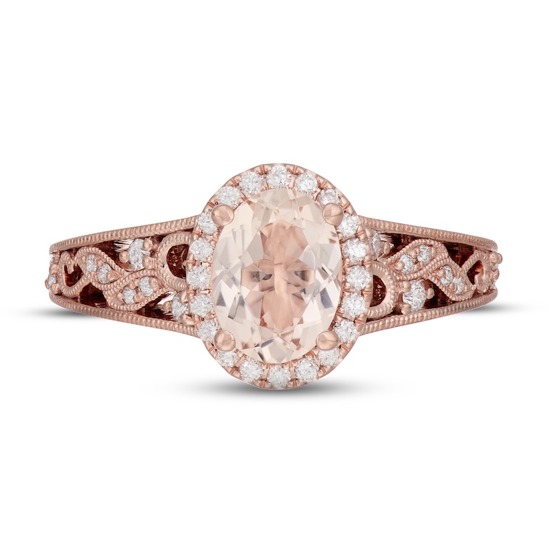 Main Image 3 of Previously Owned Neil Lane Morganite & Diamond Engagement Ring 1/3 ct tw Round-cut 14K Rose Gold